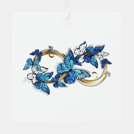 Symbol Infinity of Blue Morpho Butterflies Metalen Ornament (Voorkant)