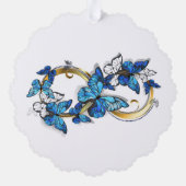Symbol Infinity of Blue Morpho Butterflies Ornament Kaart (Achterkant)