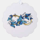 Symbol Infinity of Blue Morpho Butterflies Ornament Kaart (Achterkant)