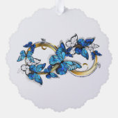 Symbol Infinity of Blue Morpho Butterflies Ornament Kaart (Achterkant)