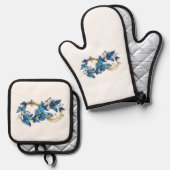 Symbol Infinity of Blue Morpho Butterflies Ovenwant & Pannenlap Set (Voorkant / Achterkant)