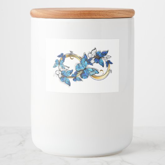 Symbol Infinity of Blue Morpho Butterflies Voedselcontainer Etiket (Voorkant)