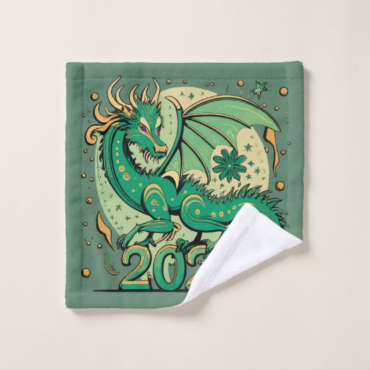Symbole 2024 Nouvel An, Dragon de Bois Vert (Gant de toilette)