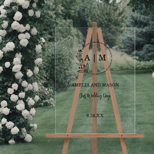 SYMBOLE ACRÉS Mariage DE MONogramme Floral Minimal