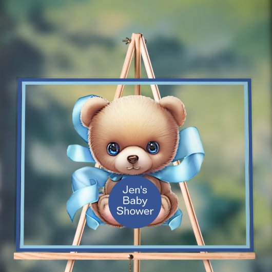 Symbole acrylique Baby shower bleu Ours Teddy (Neutre)