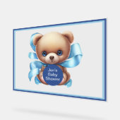 Symbole acrylique Baby shower bleu Ours Teddy (Angle)