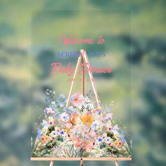 Symbole acrylique Baby shower floral pour fille-bé (Neutre)