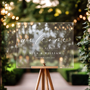 Symbole acrylique de bienvenue de mariage élégant