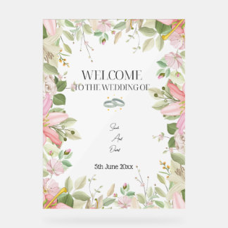 Symbole acrylique de bienvenue de mariage élégant