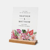 Symbole acrylique de bienvenue florale tropicale (Angle)