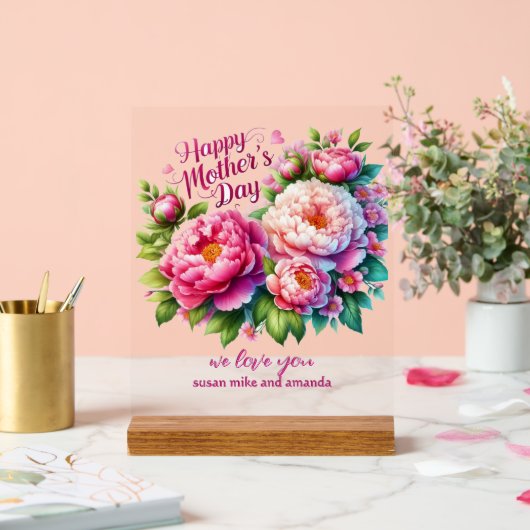 Symbole acrylique de pivoine personnalisée de la f (Mariage)