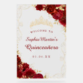 Symbole acrylique de Quinceanera Floral Gold (Recto)