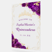 Symbole acrylique de Quinceanera Floral Purple Gol (Angle)