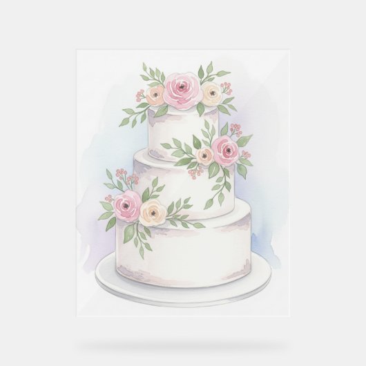 Symbole acrylique élégant du gâteau de mariage (Recto)