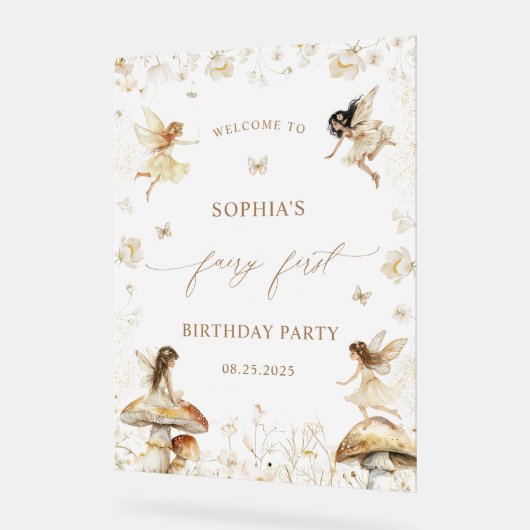 Symbole acrylique Fairy First Birthday Boho Welcom (Angle)