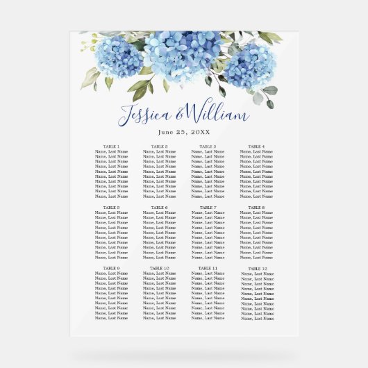 Symbole acrylique Hydrangea 12 Tables SEATING CHAR (Recto)