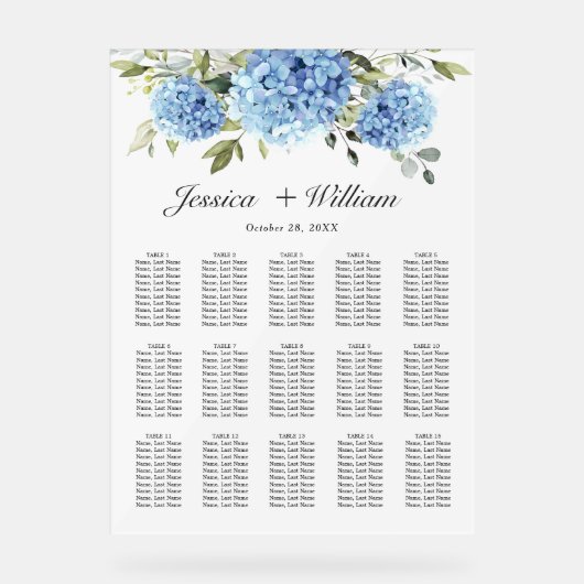 Symbole acrylique Hydrangea 15 Tables SEATING CHAR (Recto)