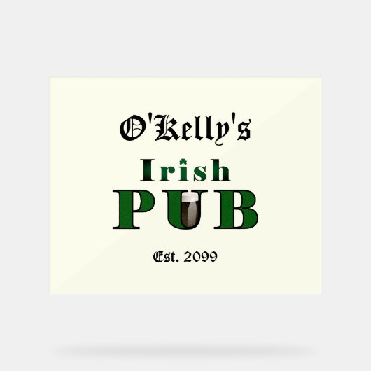 Symbole acrylique Man Cave Irish Pub Bar Tavern (Recto)