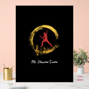 Symbole acrylique noir moderne du studio de guitar