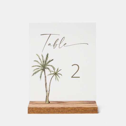 Symbole acrylique Numéro de table Palm Tree (Recto)