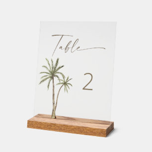 Symbole acrylique Numéro de table Palm Tree