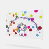 Symbole acrylique pour anniversaire à la licorne (Angle)