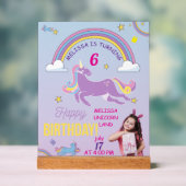 Symbole acrylique Unicorne Anniversaire - Nom et p (Neutre)