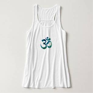 Symbole Aqua & Om Vert Débardeur Yoga Fleur