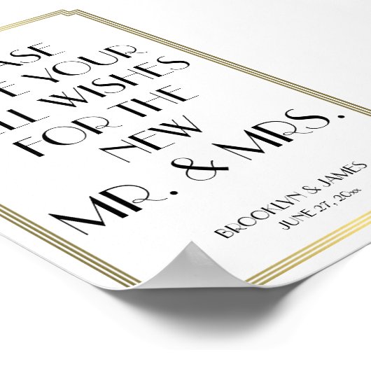 Symbole Art Déco Blanc Et Or Gatsby Livre D'Or 4x6 (Coin)