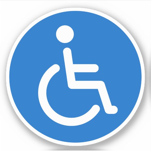 Symbole bleu désactivé, autocollants ronds (Devant)