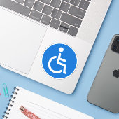 Symbole bleu désactivé, autocollants ronds (Ordinateur portable avec iPhone)