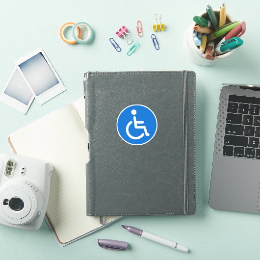 Symbole bleu désactivé, autocollants ronds (Couverture iPad)
