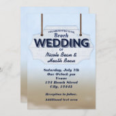 Symbole Bois Blanc Mariage Plage Invitations tropi (Devant / Derrière)
