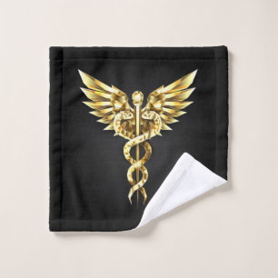 Symbole caducee polygonale en or