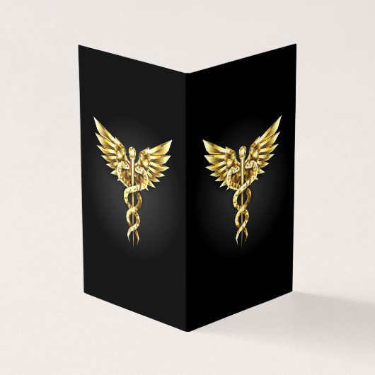 Symbole caducee polygonale en or (Outside)