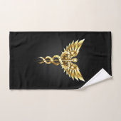 Symbole caducee polygonale en or (Serviette à main)