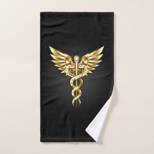 Symbole caducee polygonale en or (Serviette à main)