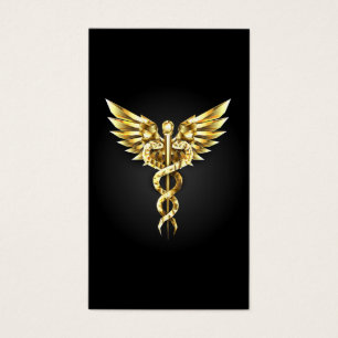 Symbole caducee polygonale or