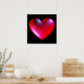 Symbole cardiaque 3D Poster rouge (Cuisine)