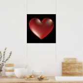 Symbole cardiaque 3D Poster rouge (Cuisine)