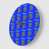 symbole chinois de tranquillité sur horloge bleue (Angle)