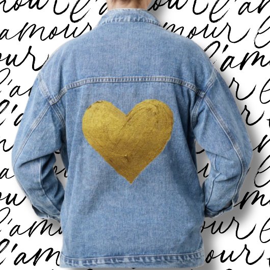 Symbole coeur d'or de Love BlueJean Jacket