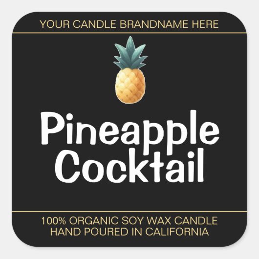 Symbole d'ananas doux bougies de soja Étiquette no (Devant)
