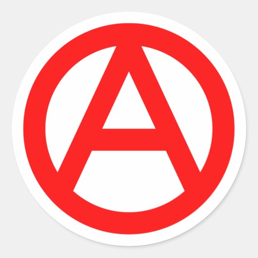 Symbole d'anarchie ROUGE Sticker rond classique (Devant)