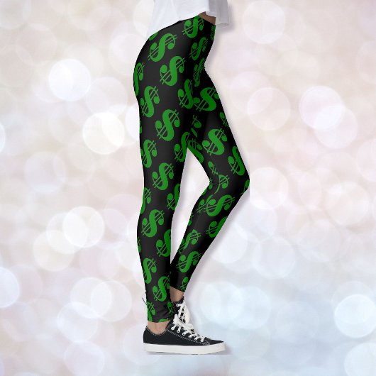SYMBOLE D'ARGENT Silly Black Green Leggings femmes