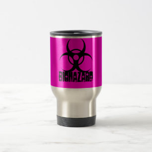 Symbole de Biohazard sur la tasse de café de rose