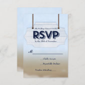 Symbole de bois blanc de mariage de plage Carte de (Devant / Derrière)