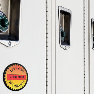 Symbole de garantie à vie Votre nom Magnet rond