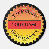 Symbole de garantie à vie Votre nom Magnet rond (Devant)