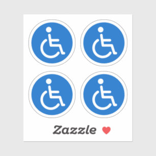 Symbole de handicap bleu, autocollants ronds, ense